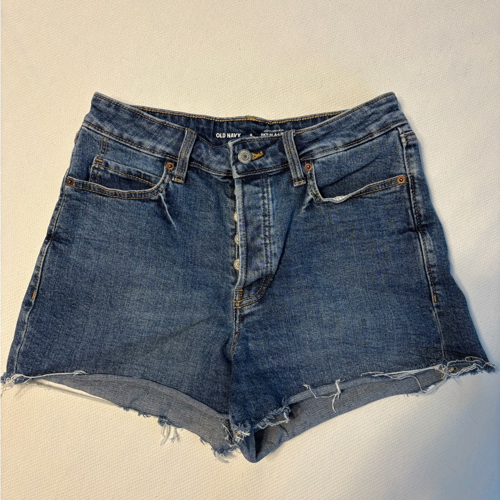 Old Navy Blue Denim Cutoff Shorts with Frayed Hem